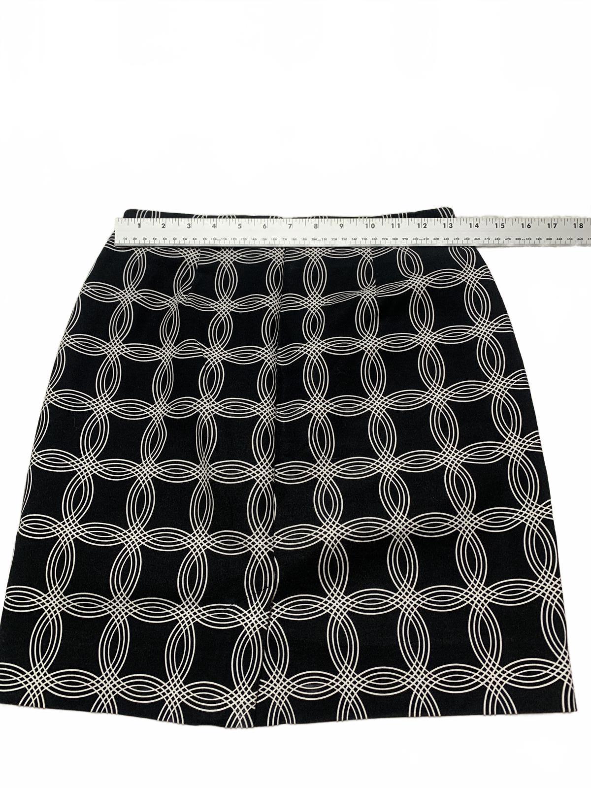 Banana Republic Womens Size 0 Black White Geometric Pattern Mini Skirt W26