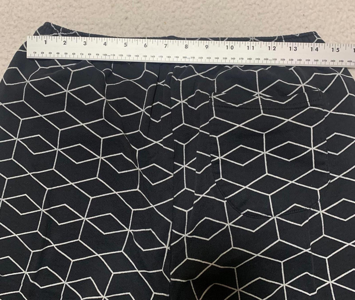 American Apparel Men's Size M Black White Geometric Joggers Pattern Sweatpants
