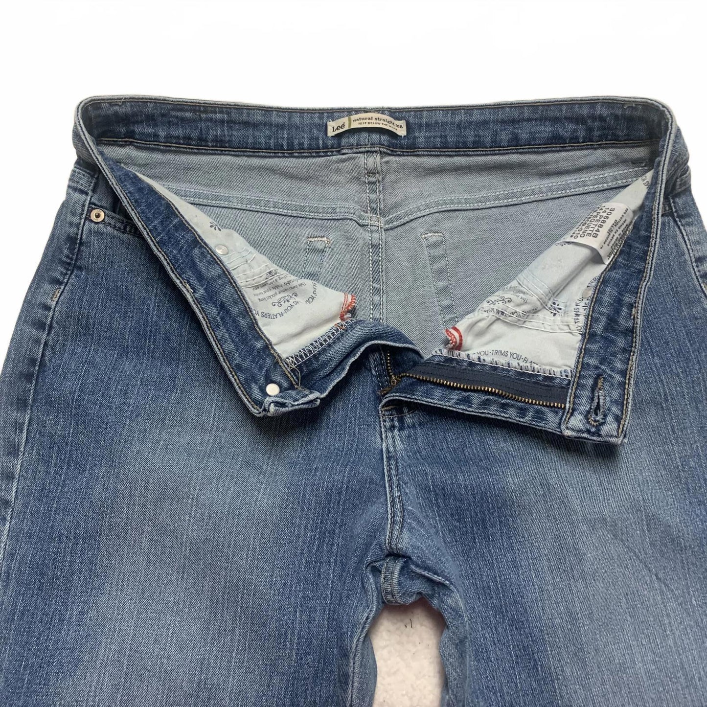Lee Womens Size 14 Petite Blue Light Wash Natural Straight Leg Jeans