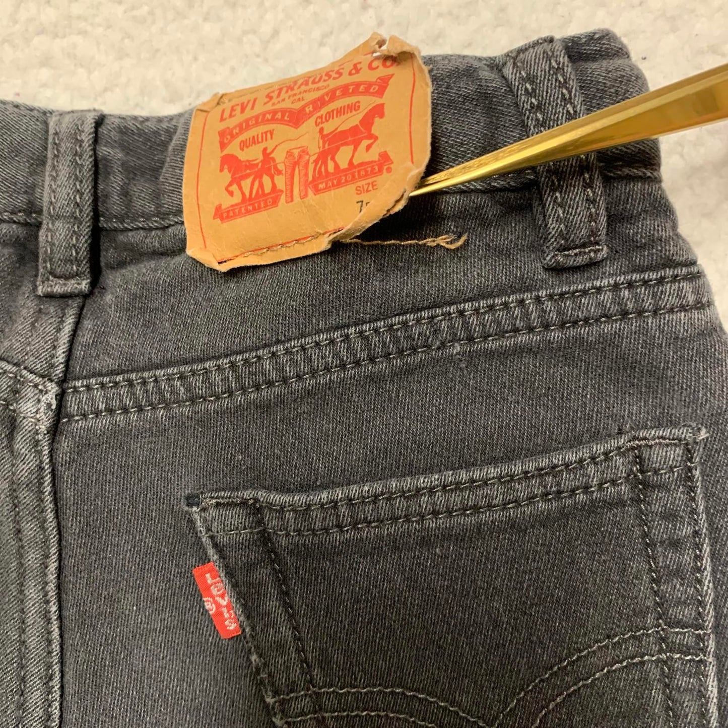 Levi's 511 Kids Size 7 Reg Gray Black Slim Fit Soft Knit Jeans W 21 x 20L Actual