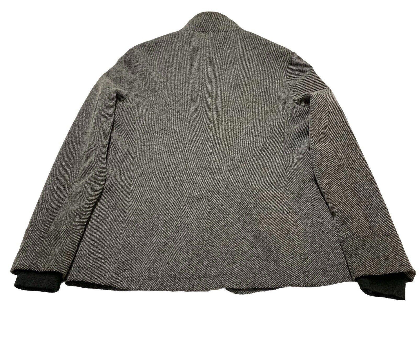 Zara Man buckle High Collar Coat Size 42 Herringbone Gray Made in Turkey
