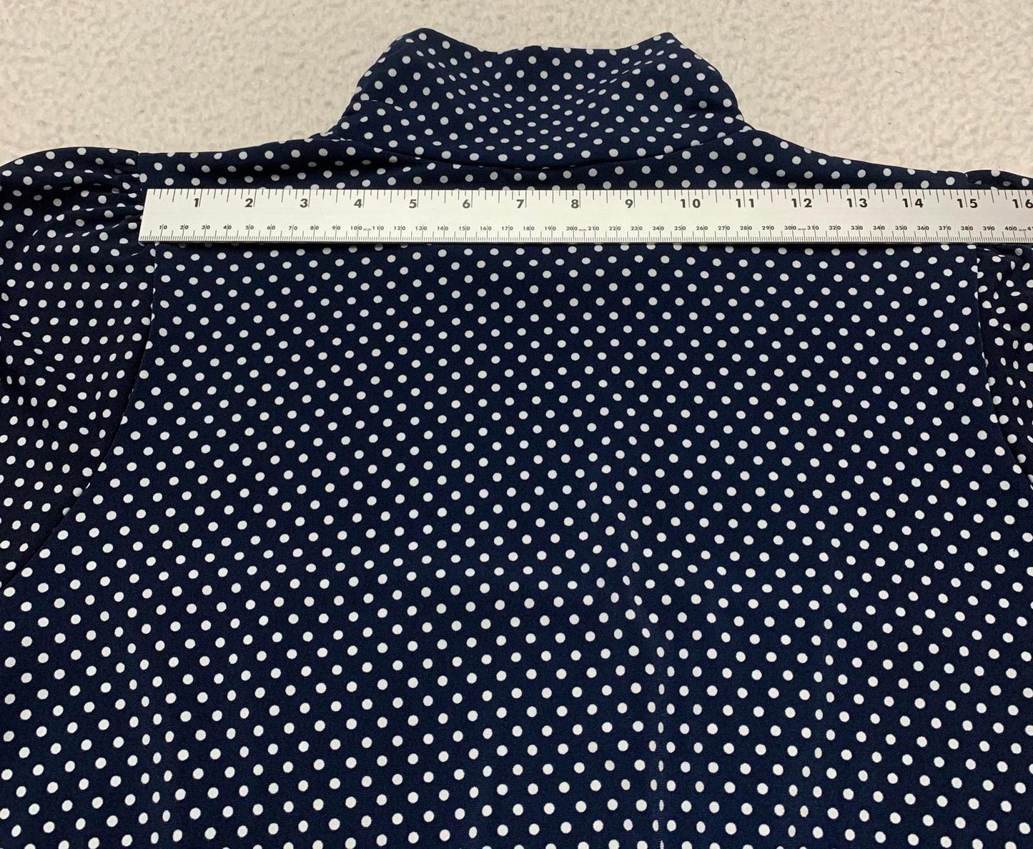 Dressbarn Women's Size 3X Navy White Polka Dot Blouse USA