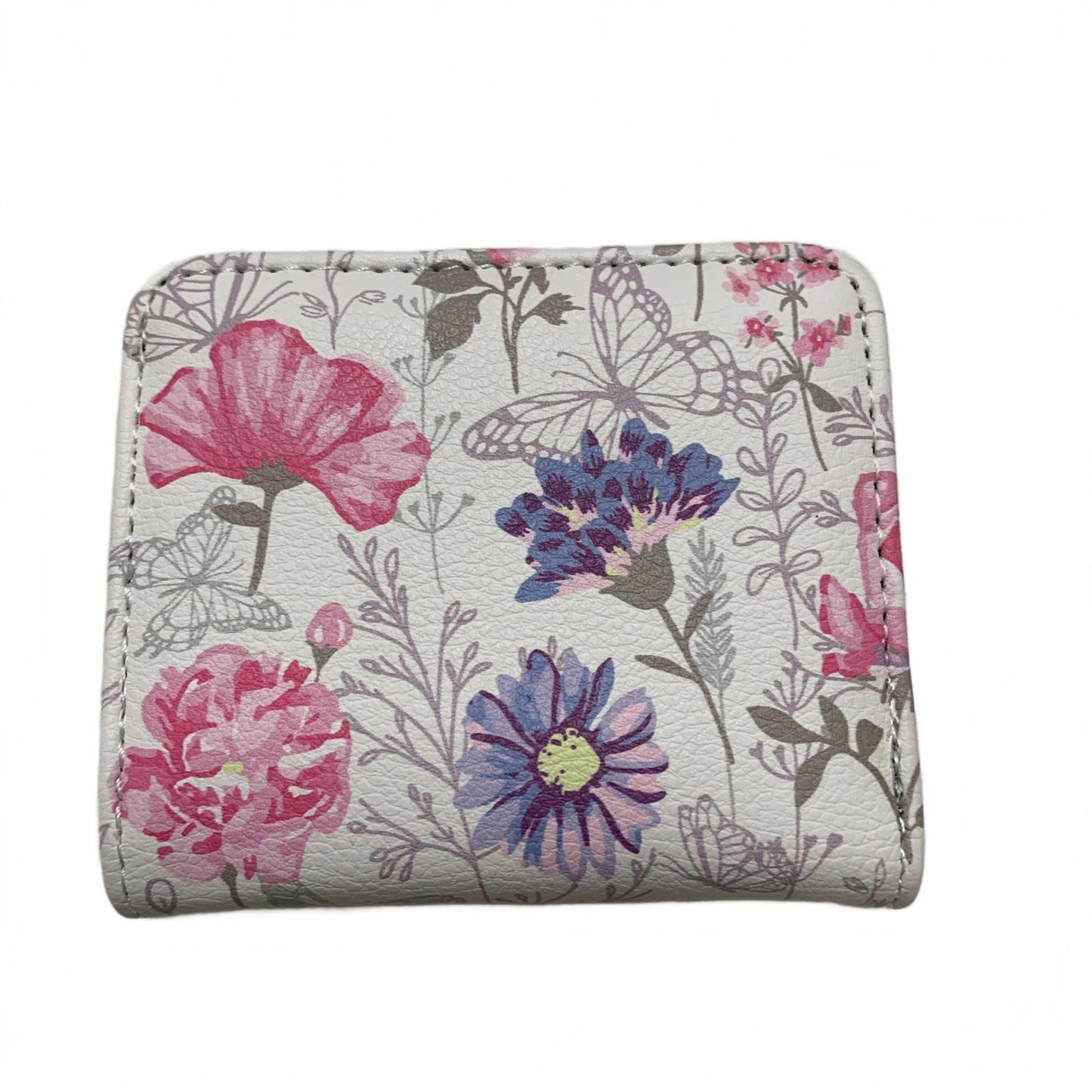 Girls White Pastel Floral Pattern 3"1/4x4" Bifold Snap Wallet by LB Money