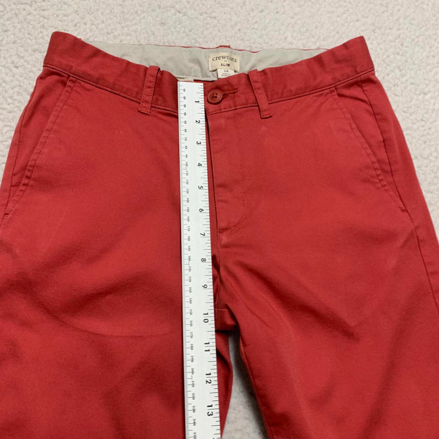 Crewcuts Kids Size 14 Red-Orange Slim Fit Pants Adjustable Waist 28x28L