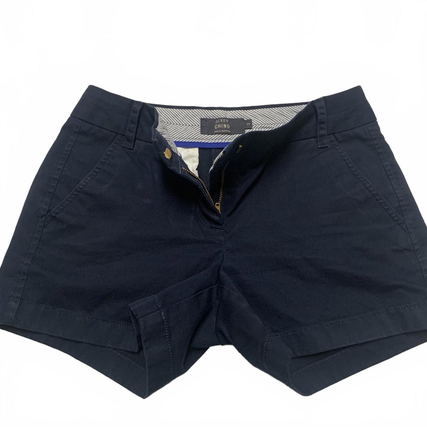 J.Crew Womens Chino Shorts Sz 2 Navy Blue W30.5 Cotton