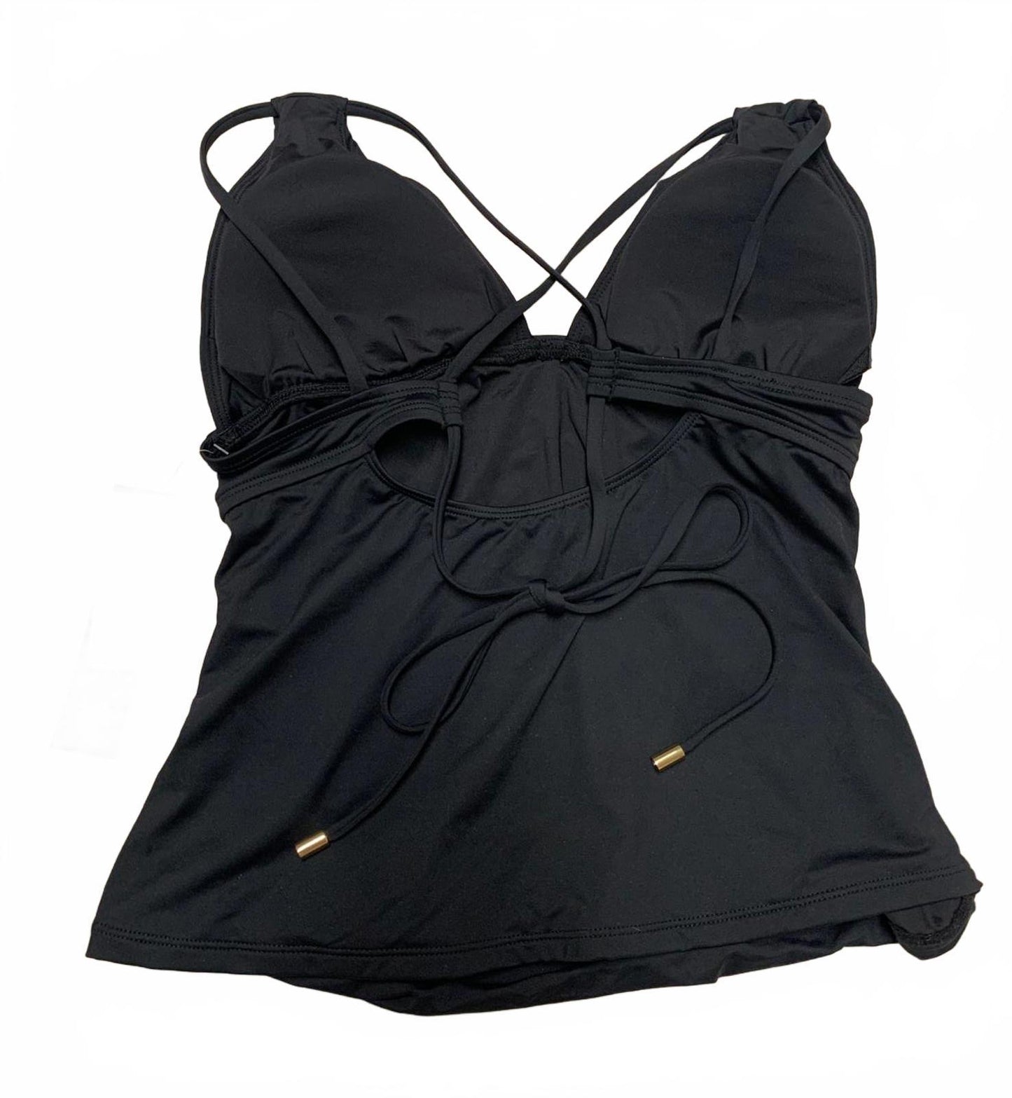 La Blanca Women's Size 10 Black Halter Swim Top Ruched Bust