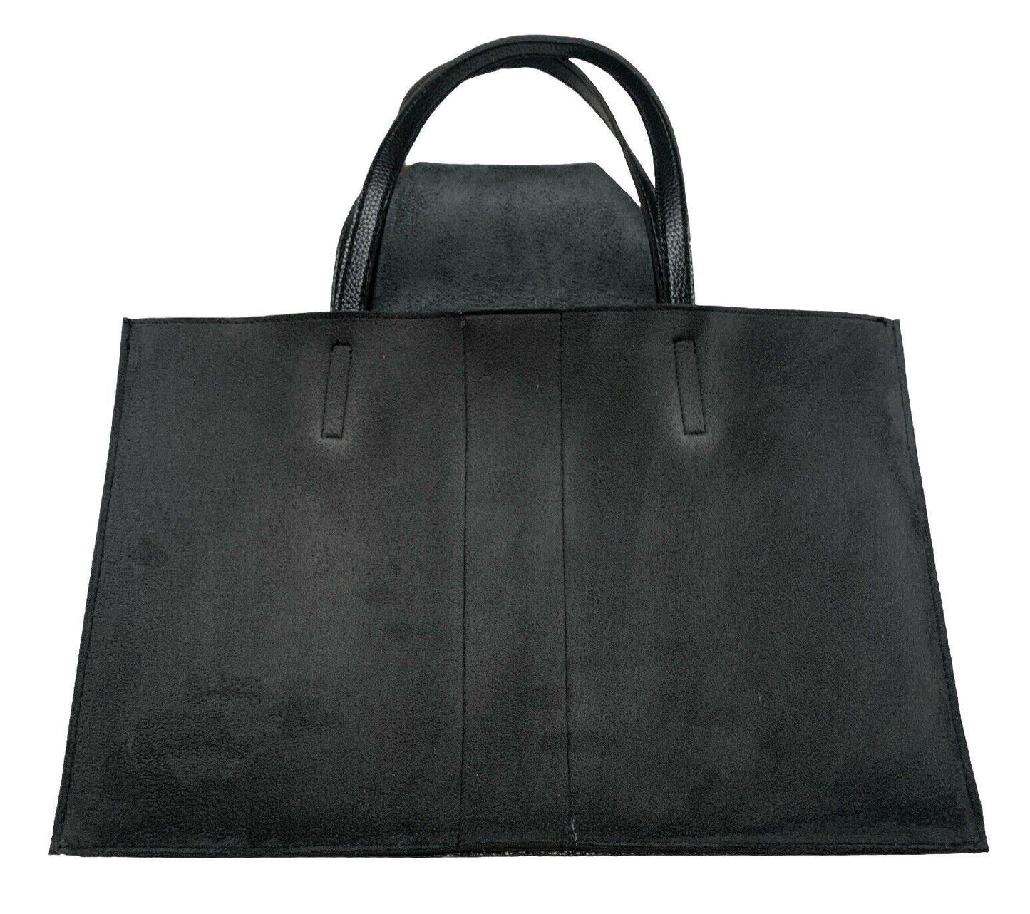 Vince Camuto Women’s Black Gray Stripe Pebbled Soft Vegan Leather Tote Bag
