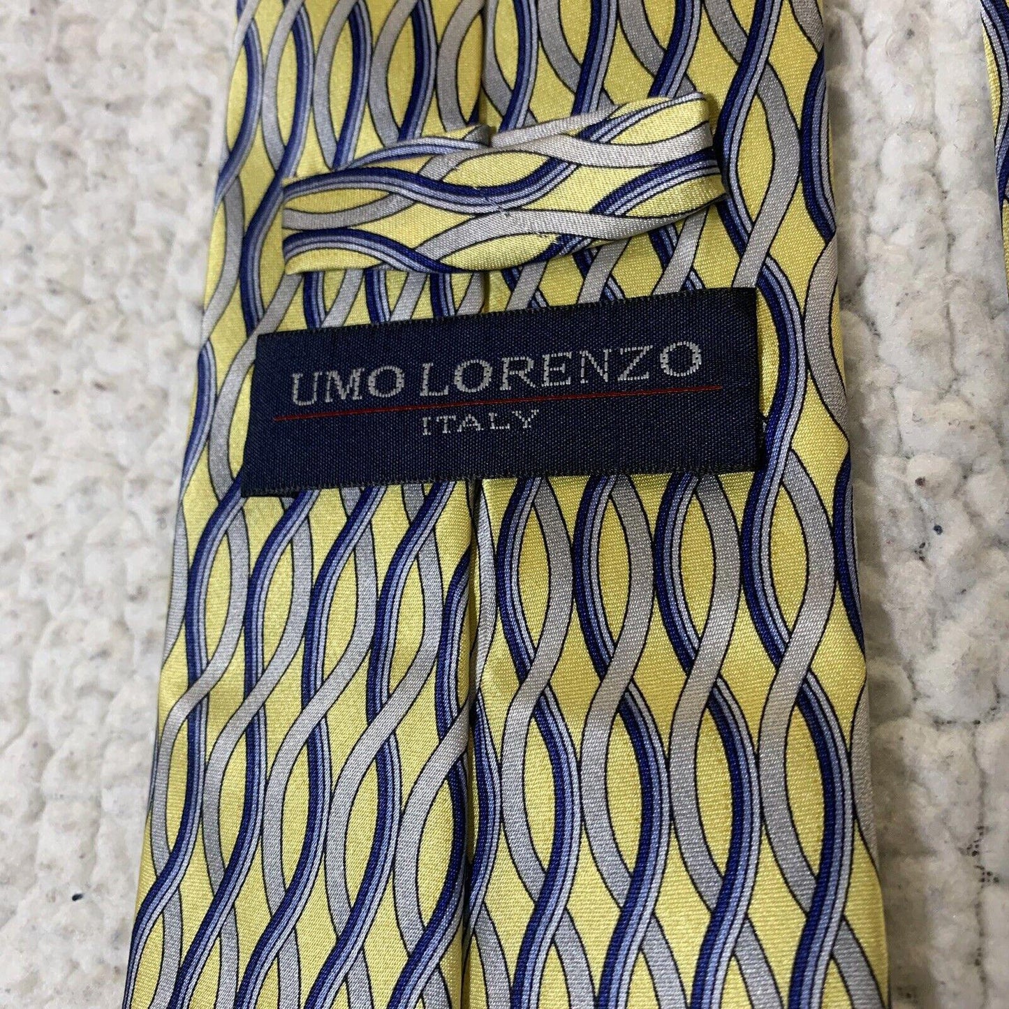 Umo Lorenzo Men's Tie Yellow Blue Grey Italian Design