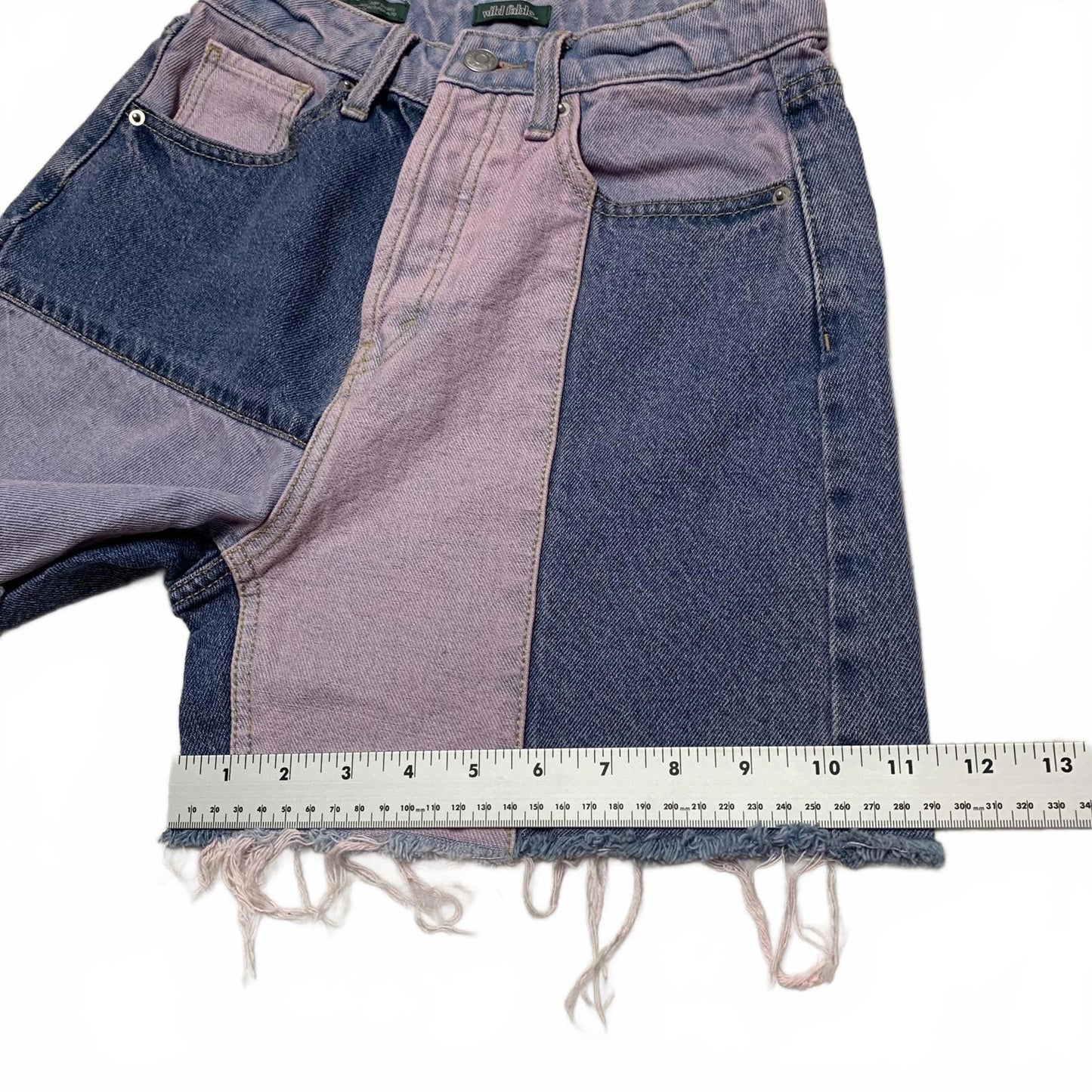 Wild Fable Womens Sz 0 Blue Pink Patchwork Denim Shorts 24.5