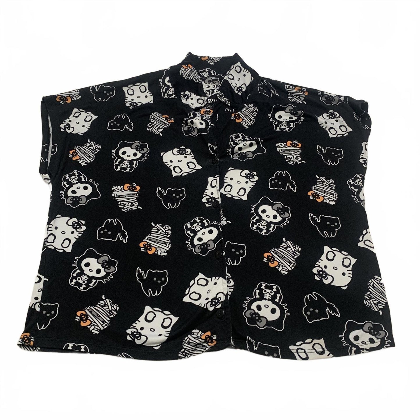 Hello Kitty Womens Size Small Black Sleepwear Top Halloween Short Sleeve Shirt