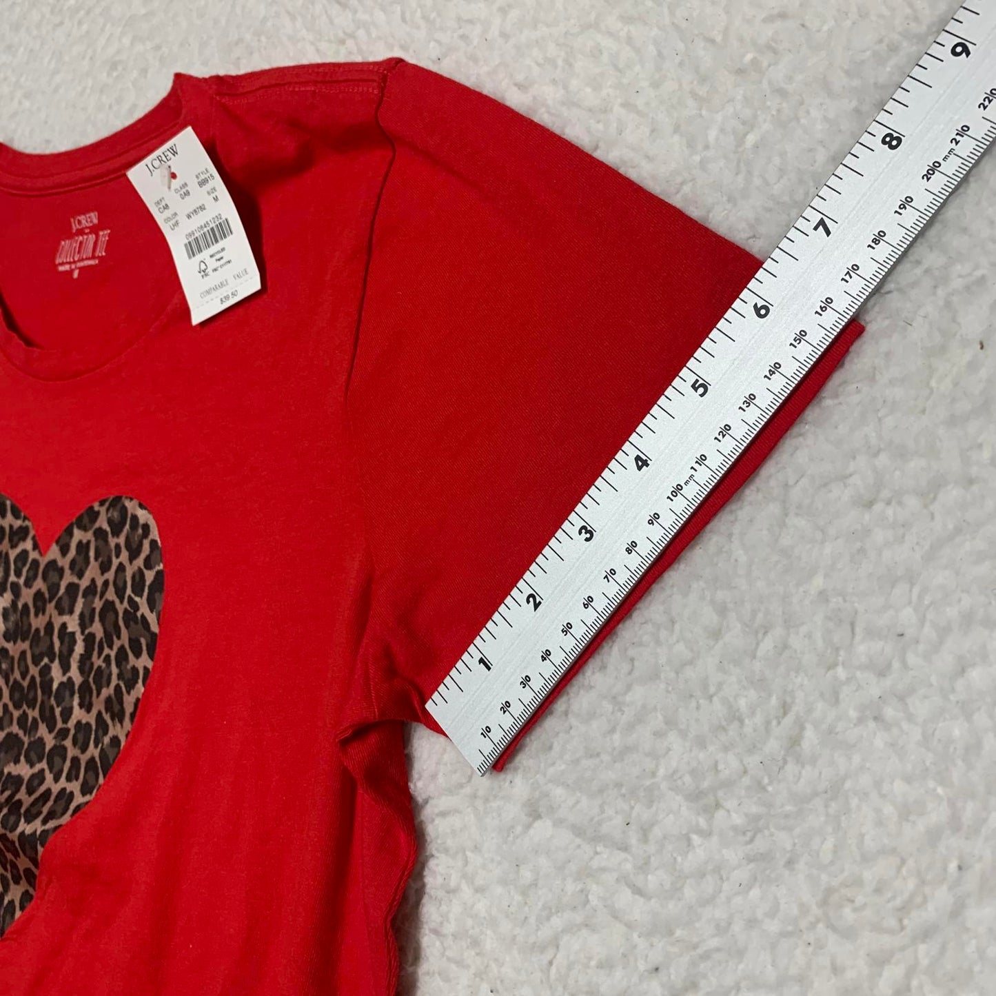 J.Crew Women's Size Medium Red Leopard Heart T-Shirt Collector Tee