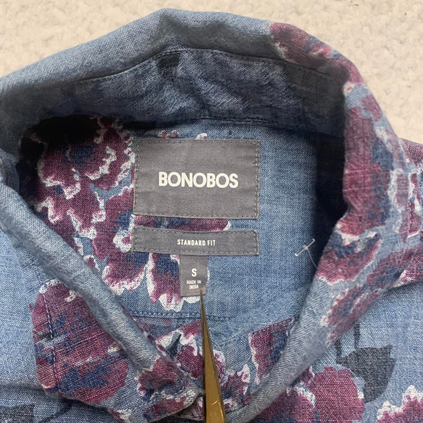 Bonobos Womens Size Small Denim Floral Print Button-Up Shirt