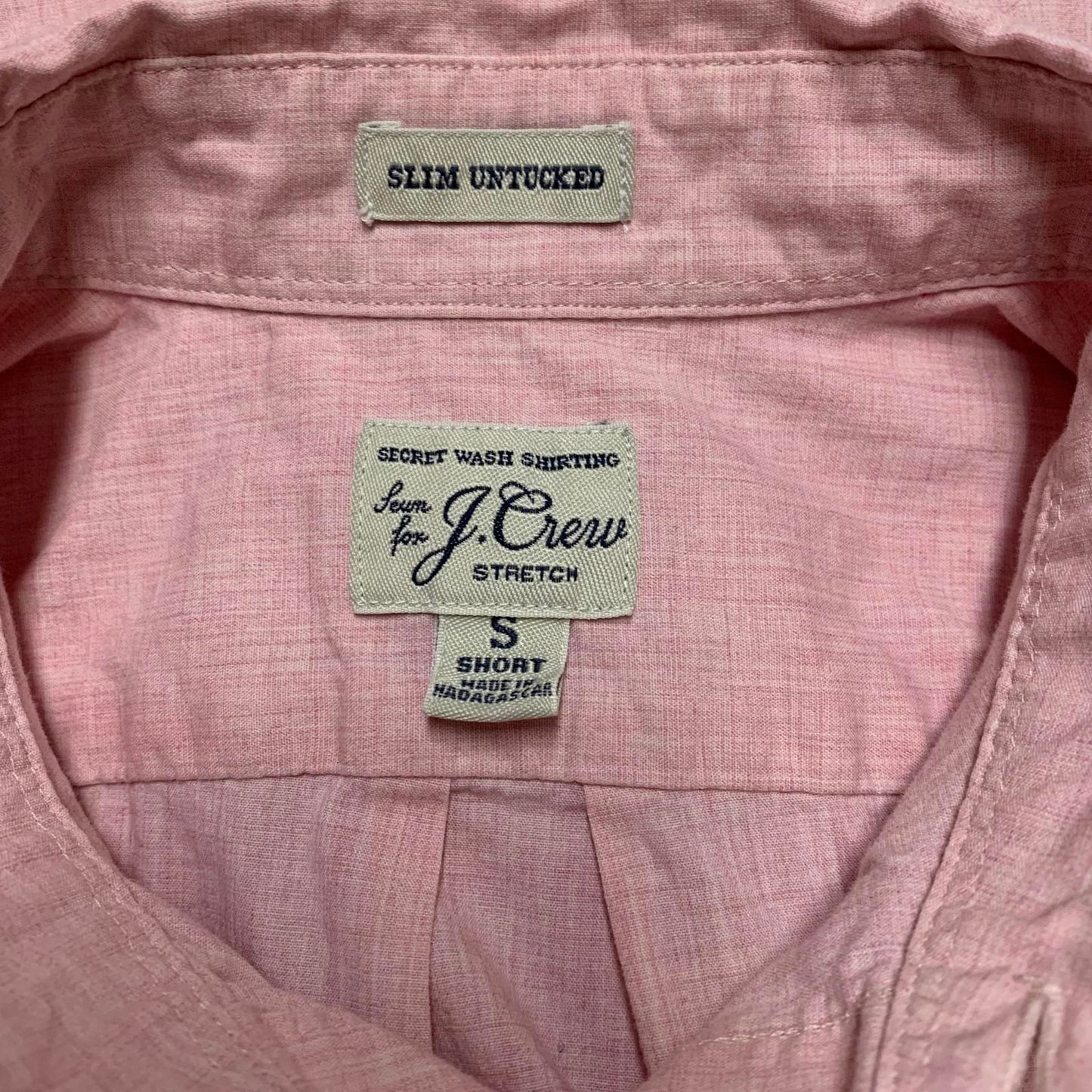 J Crew Long Men’s Small Short Pink Button-Up Shirt Slim Fit