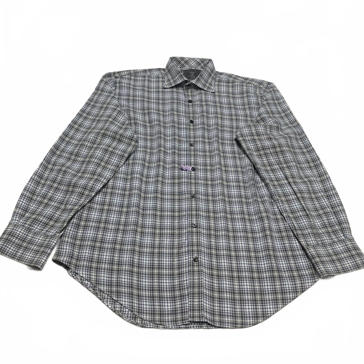 Maker Company Mens Size Large Black Gray Classic Plaid Shirt