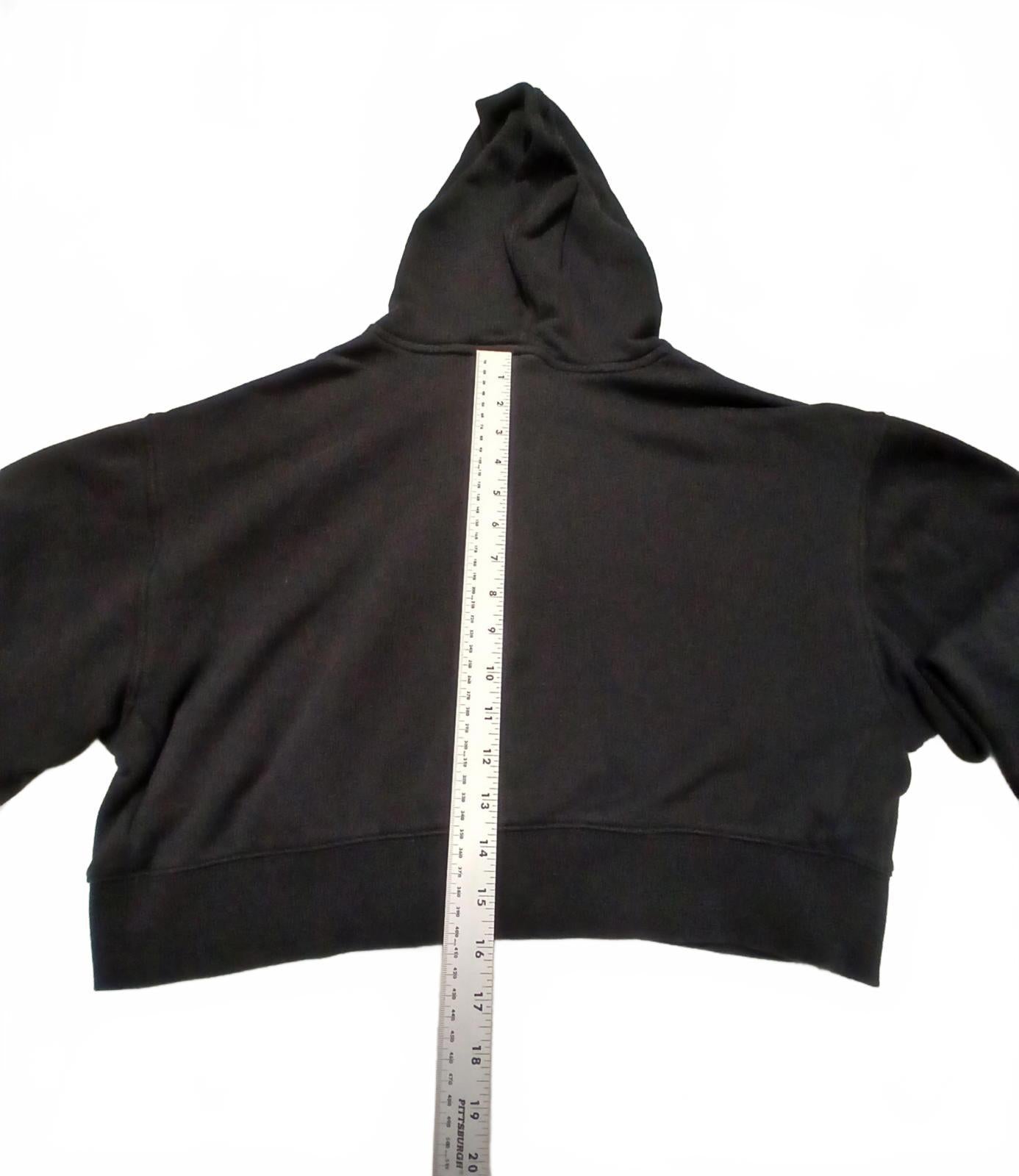 Adidas Womens Sz Small Black Cropped Hoodie Leopard Print Sweater