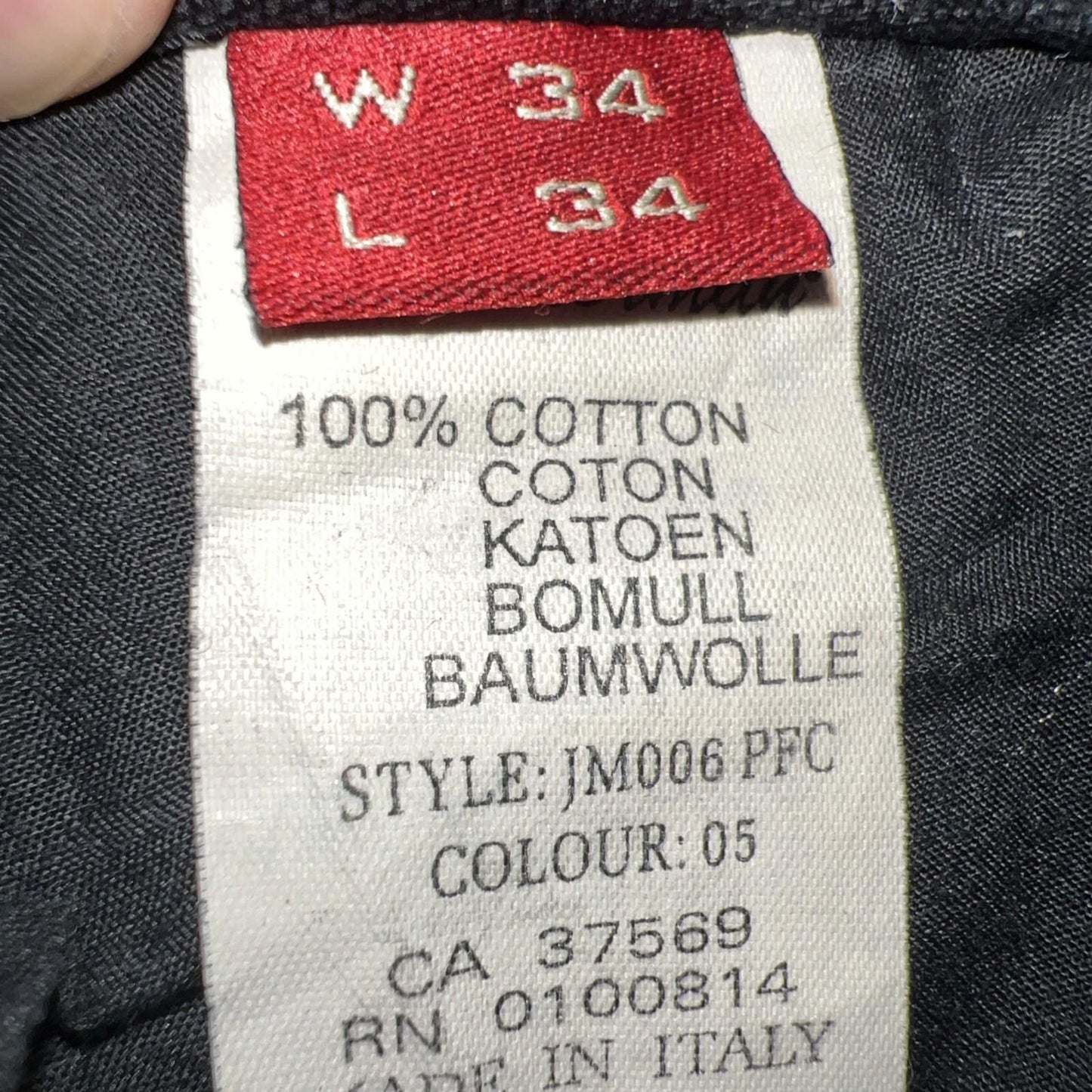 Ben Sherman Jeans Men’s Sz W34 Black Button Fly 34 x 32 Actual Made in Italy