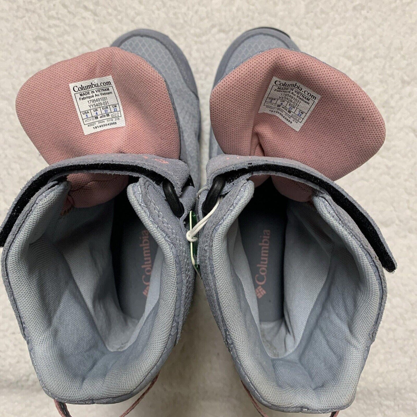 Columbia Youth Snow Boots Size 5 Waterproof Winter Omni-Grip Gray Pink