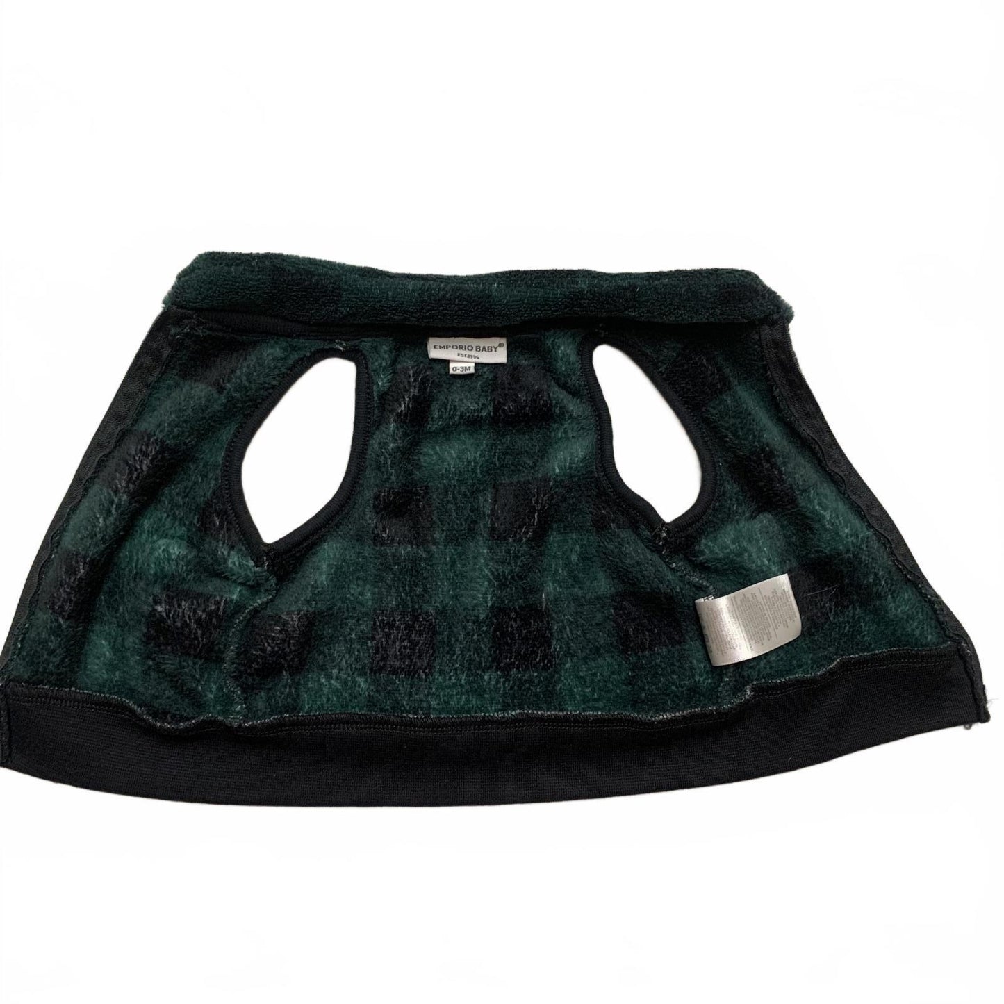 Emporio Baby Unisex 0-3 Months Green Plaid Fleece Vest