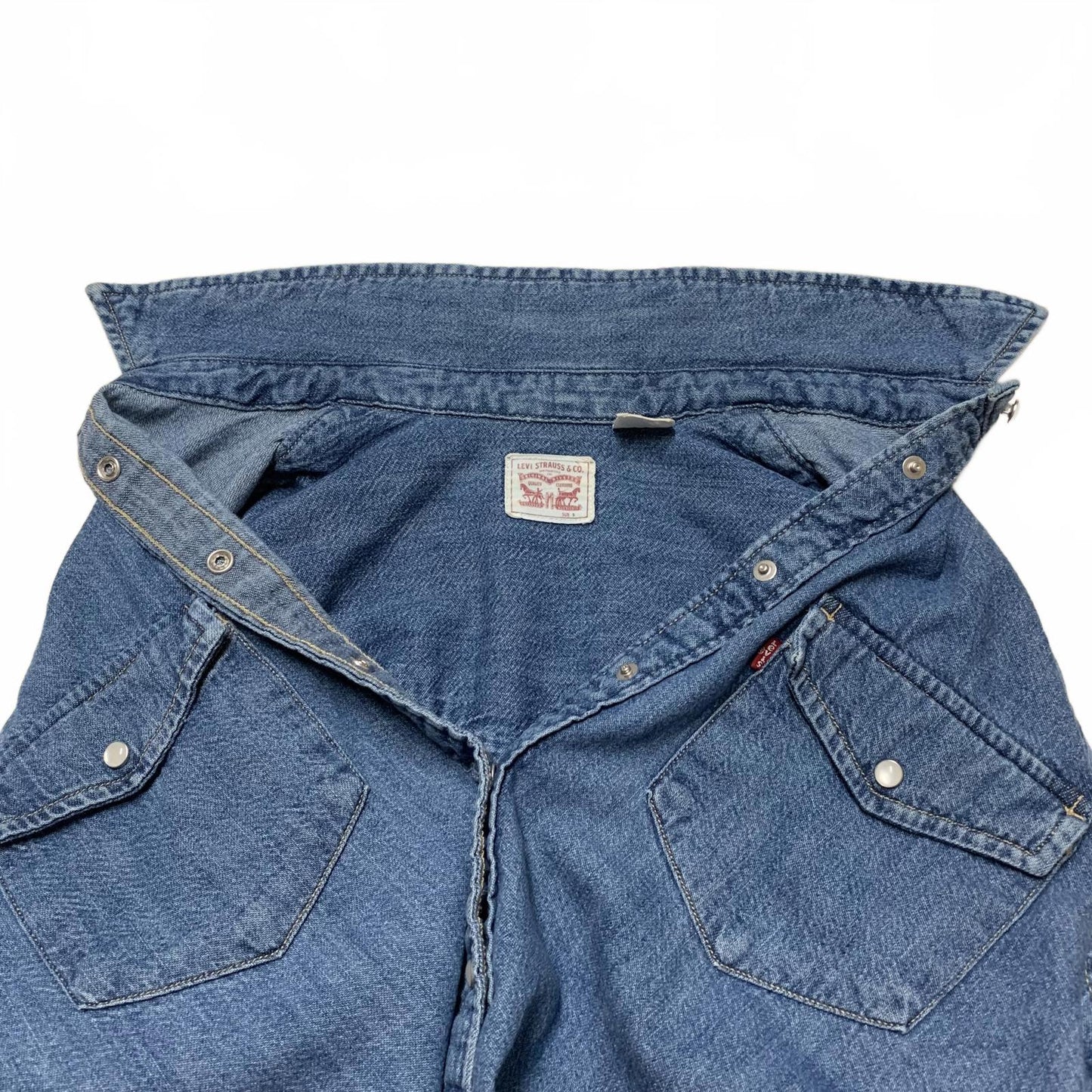 Levi's Denim Shirt Womens Sz Small Blue Classic Western Style Cotton