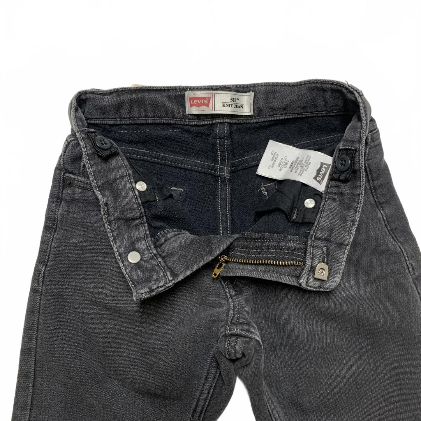 Levi's 511 Kids Size 7 Reg Gray Black Slim Fit Soft Knit Jeans W 21 x 20L Actual