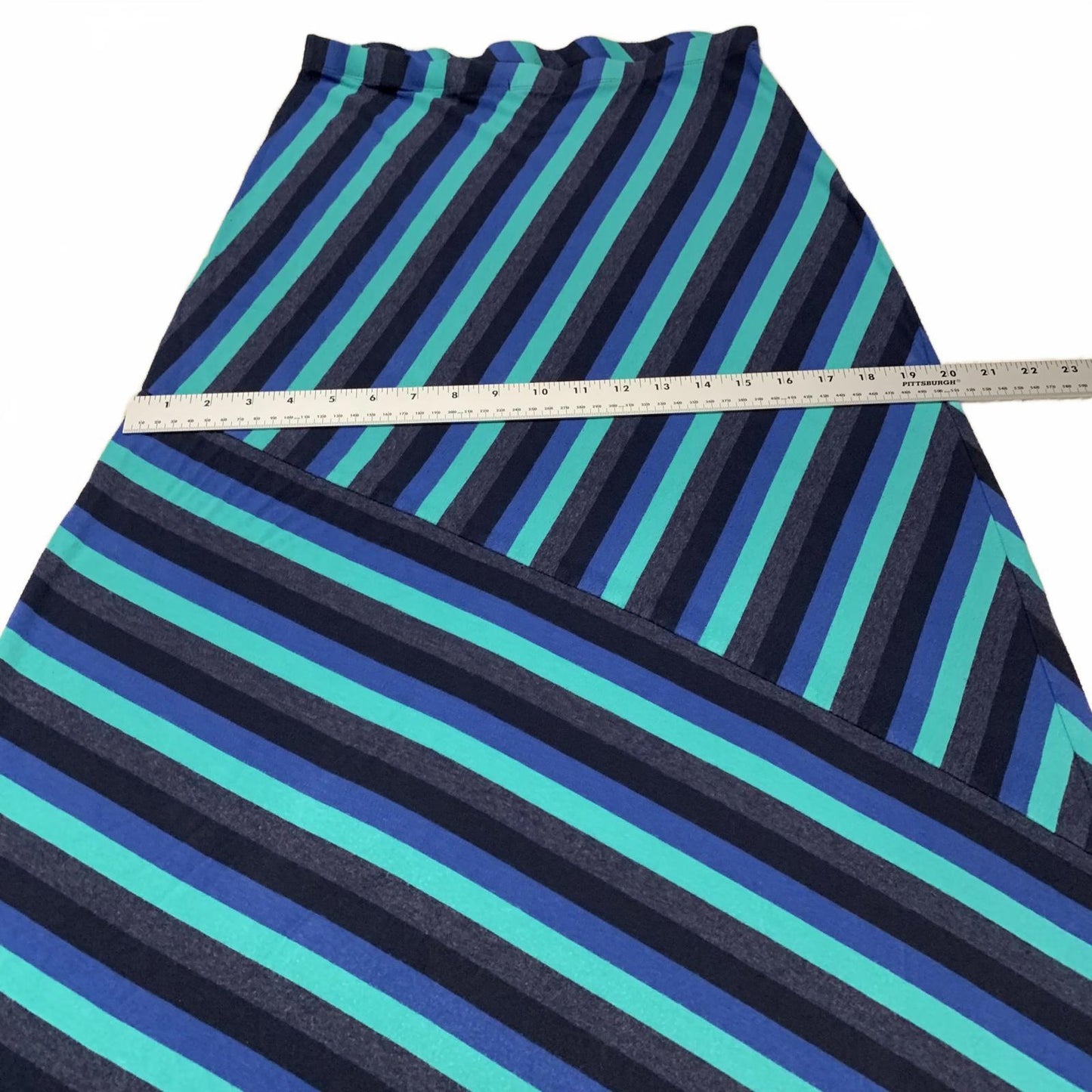 Vtg Matty M Womens Sz S Convertible Midi Skirt to Dress Blue Green Striped
