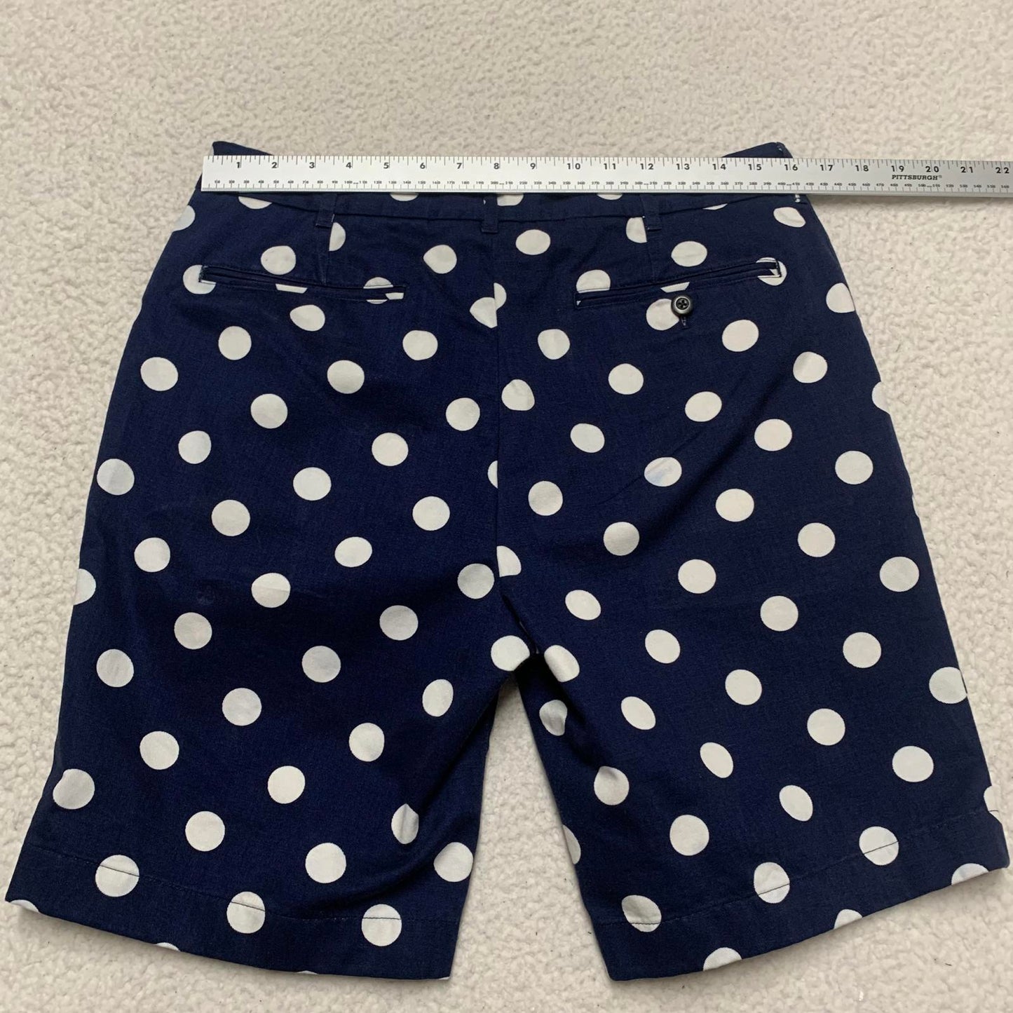 Jack Spade Bleecker NY Mens Sz 32 Navy White Polka Dot chino shorts W32
