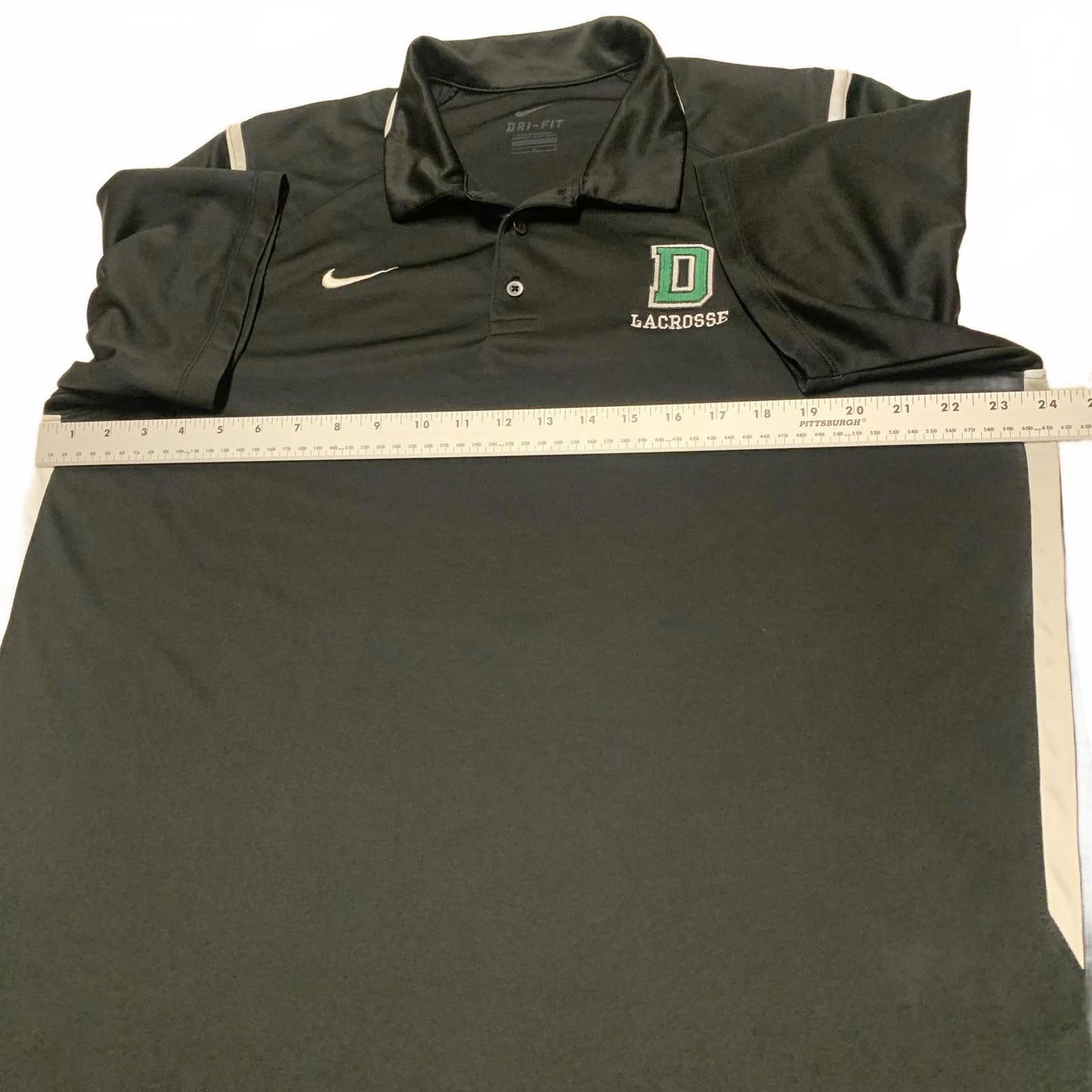 Nike DRI-FIT Mens Sz Large Black Lacrosse Polo Black
