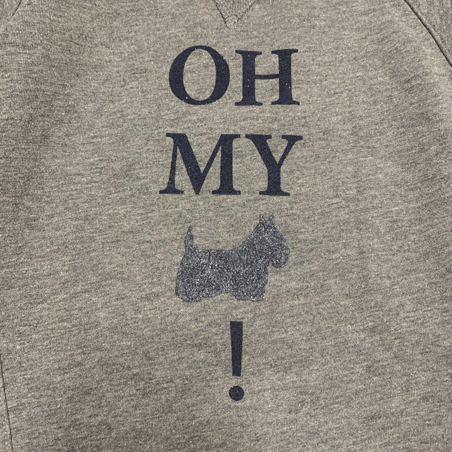 Chipie Girls Size 6 Heather Gray Fleece Sweatshirt Dress Scottish Dog Glitter