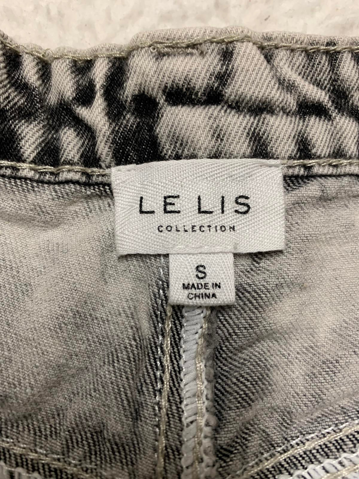 LE LIS Distressed Gray Denim Sz Small W25 Denim Shorts Mid -Rise Frayed Hem