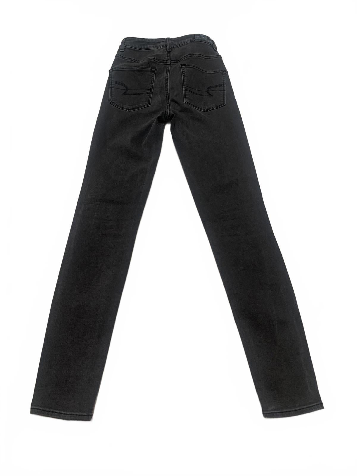 American Eagle Outfitters Women's Jeans Sz 00 Off Black Skinny Stretch 22 x 28