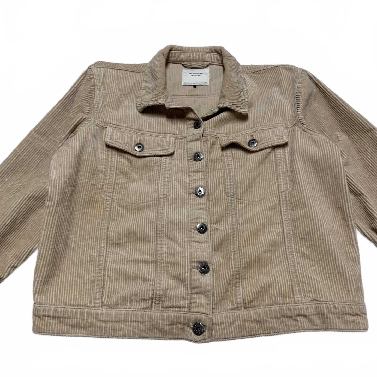 Jacqueline de Yong Women's Sz L/XL 42 Beige Corduroy Cropped Jacket