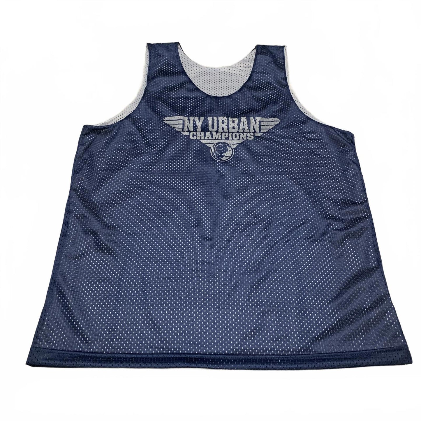 A4 Unisex Size L White Navy Reversible NY Urban Champions Athletic Mesh Jersey
