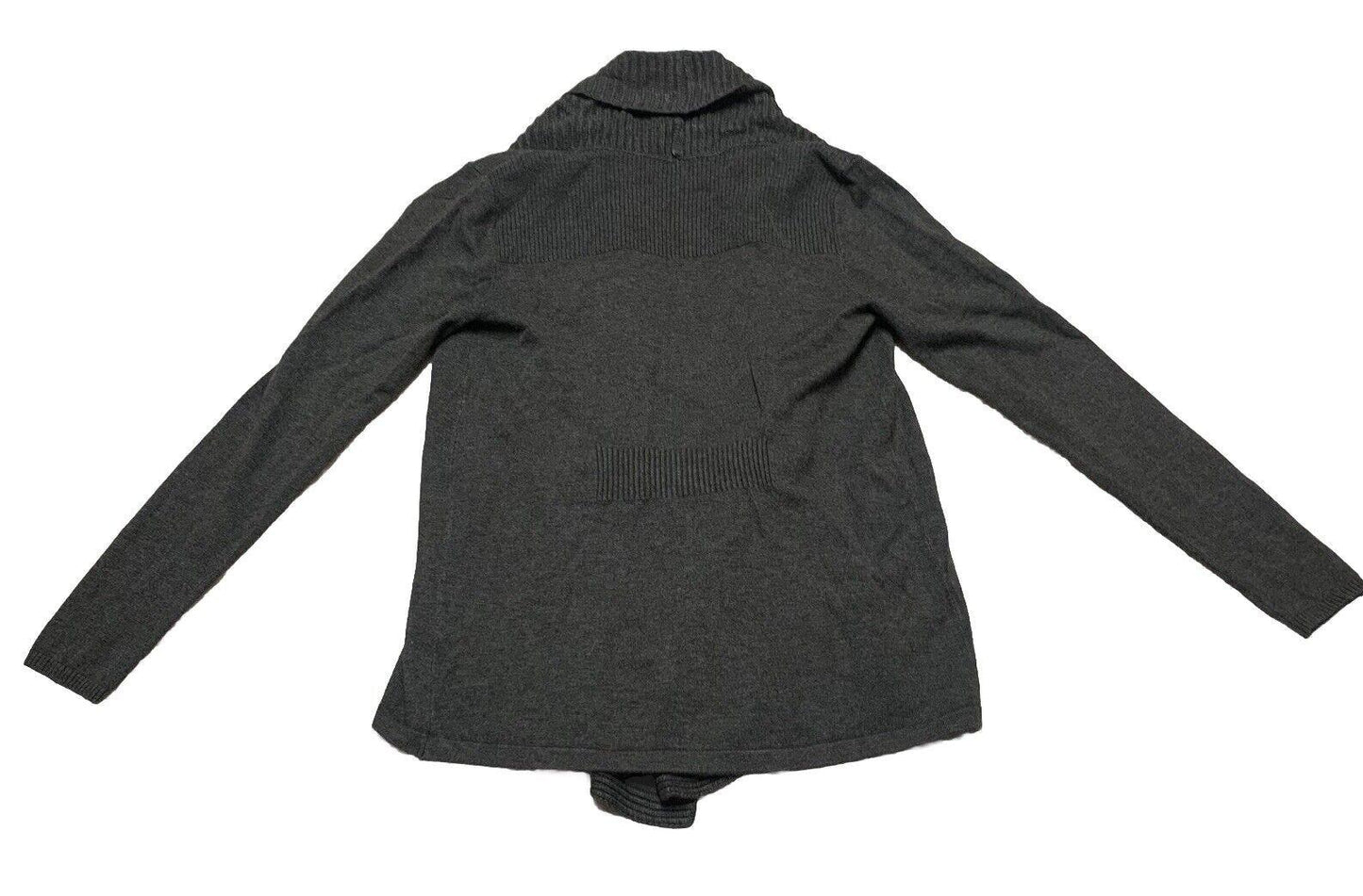 Premise Studio Women’s Small Gray Soft Knit Cascading Open Front Buckle Sweater