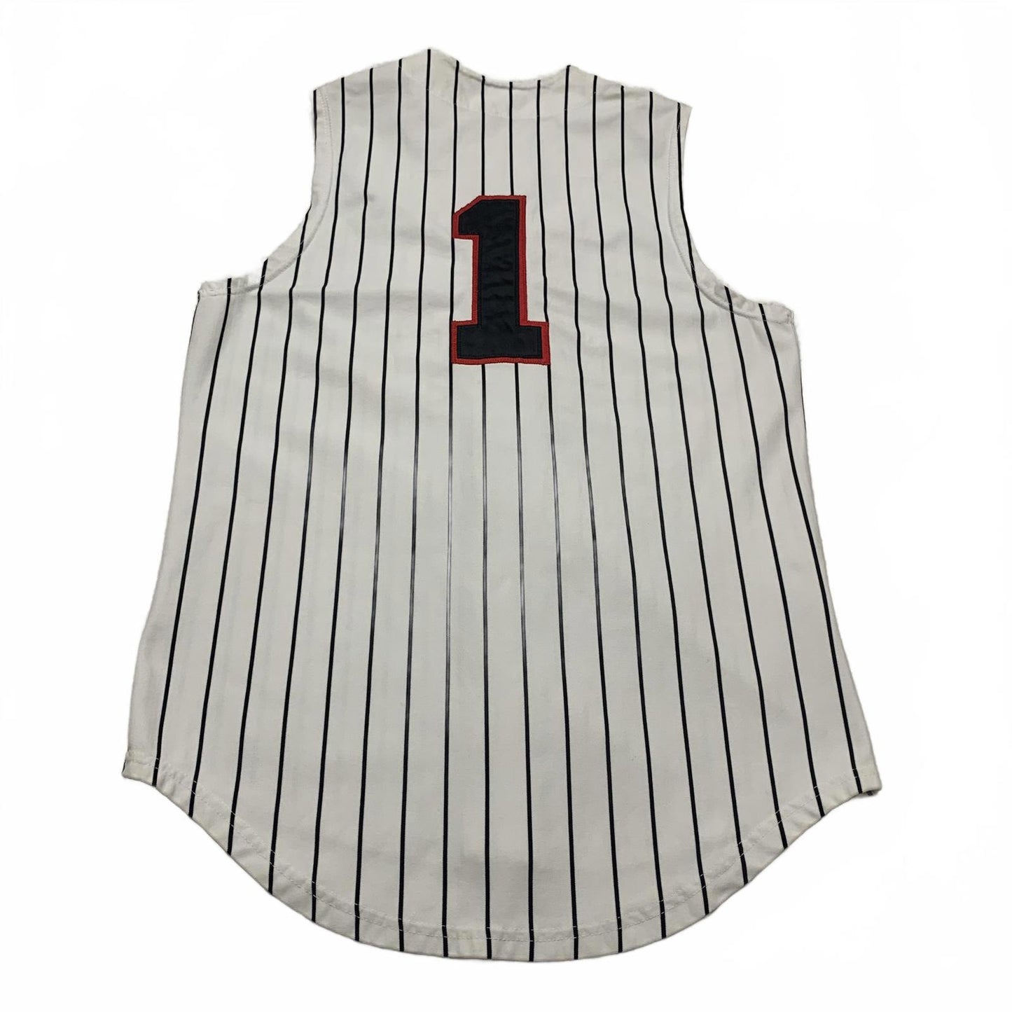 Ripon Athletic PRIDE #1 Mens Sz 40 White Striped Baseball Jersey Sleeveless USA