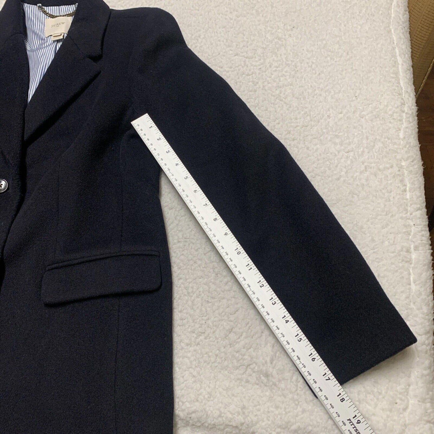 J Crew Women’s Sz 12 Black Wool Peacoat Long Topcoat Classic