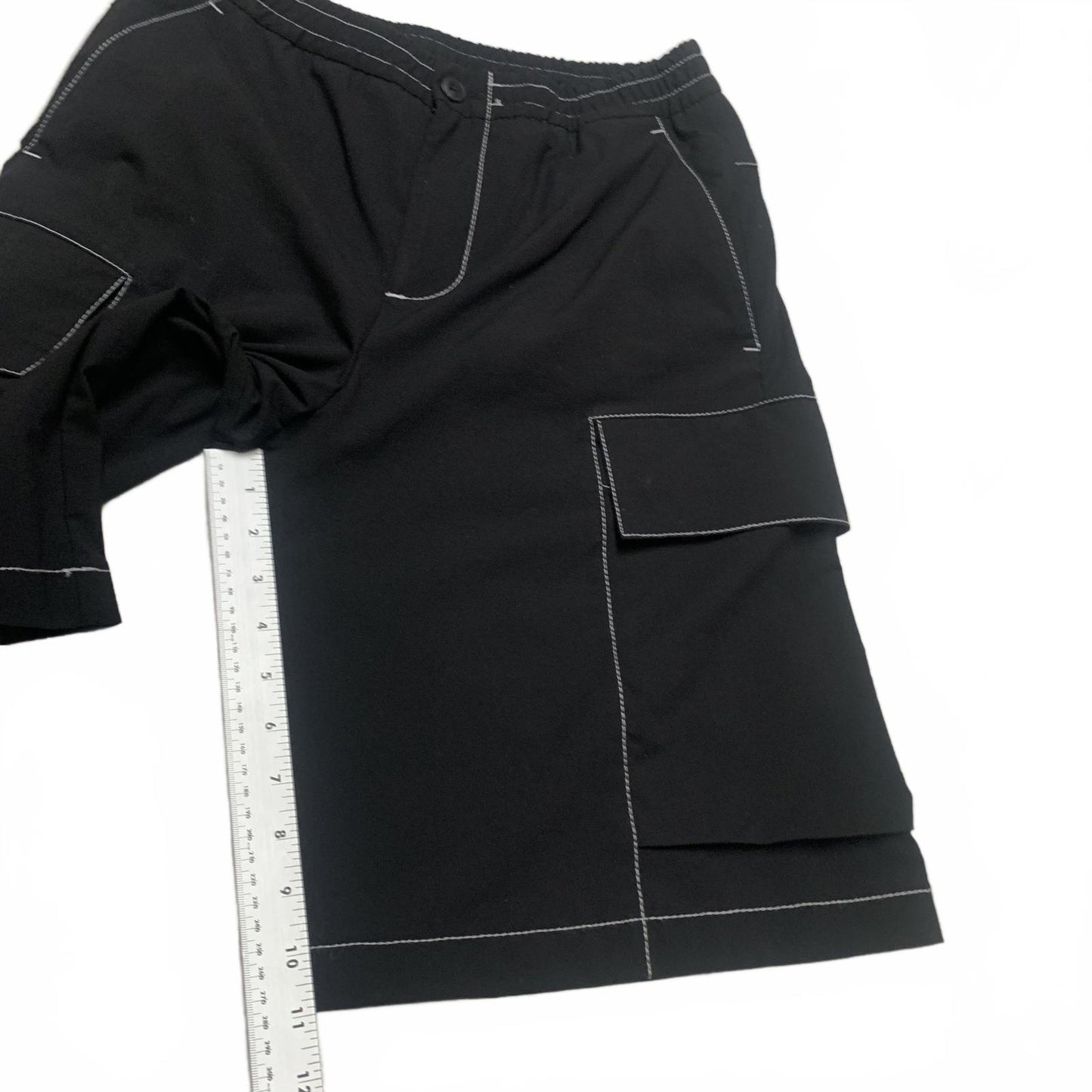 Zara Mens Sz Small Black Cargo Shorts Side Pockets W28