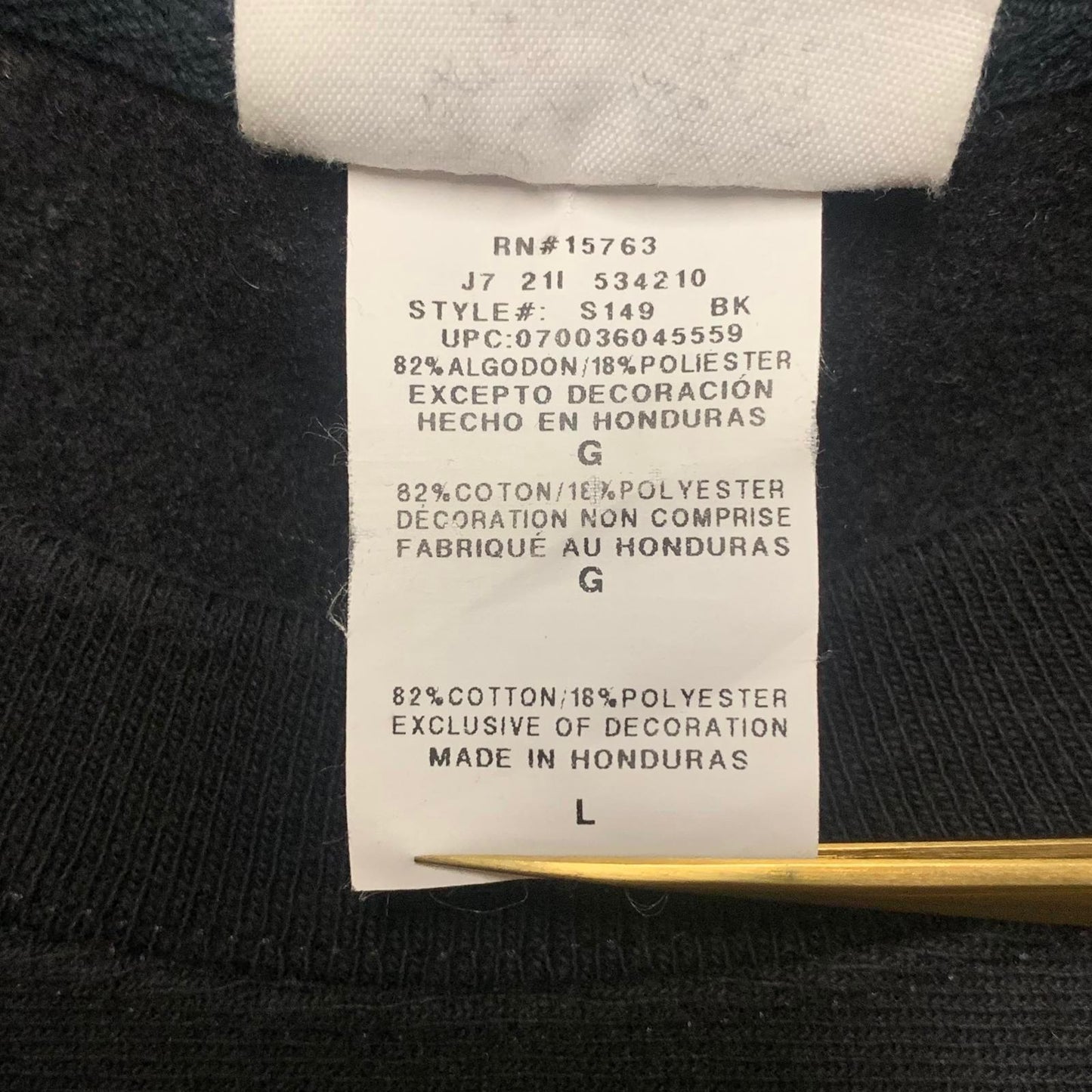 Champion Reverse Weave Sweatshirt Unisex Size Large Black