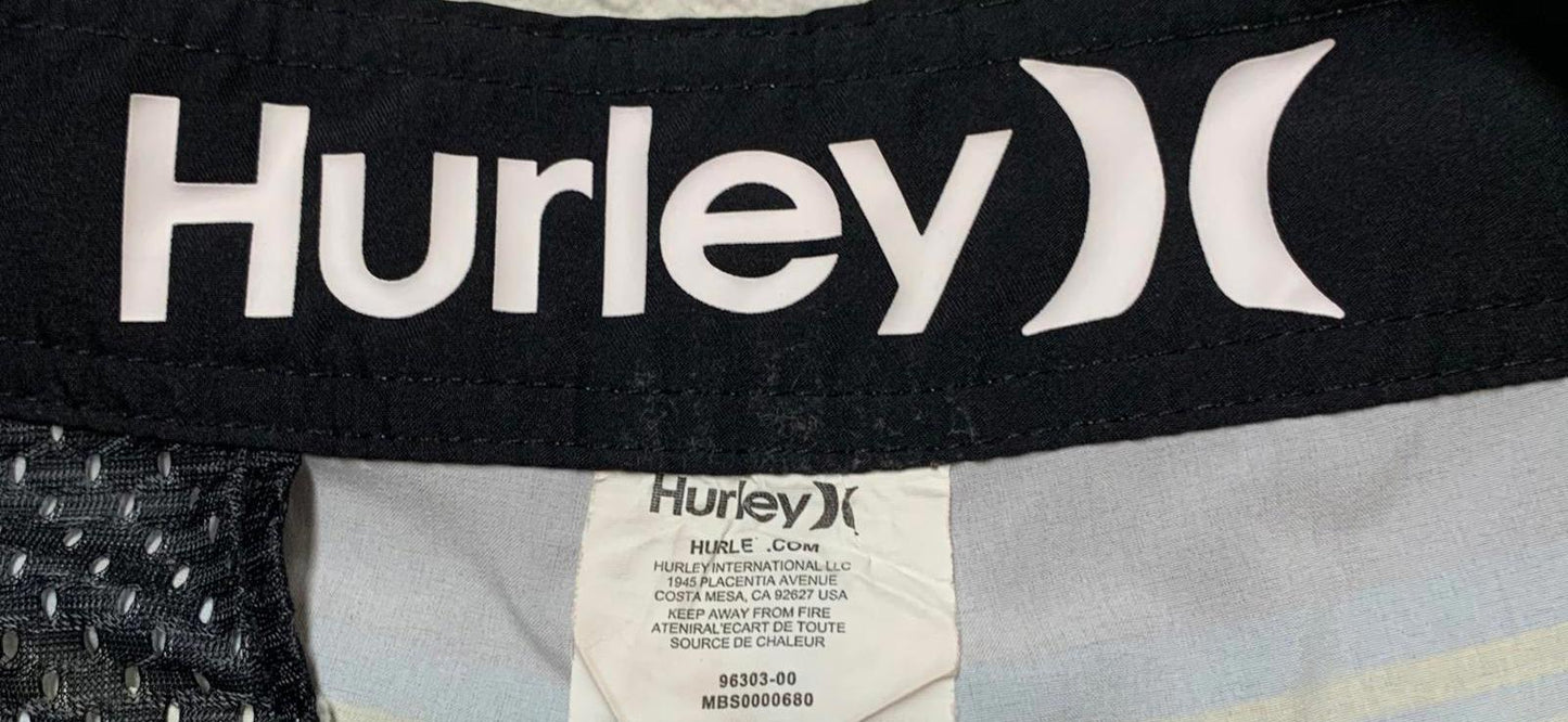 Hurley Men's Sz 32 Striped Blue Green Surf Board Shorts W33