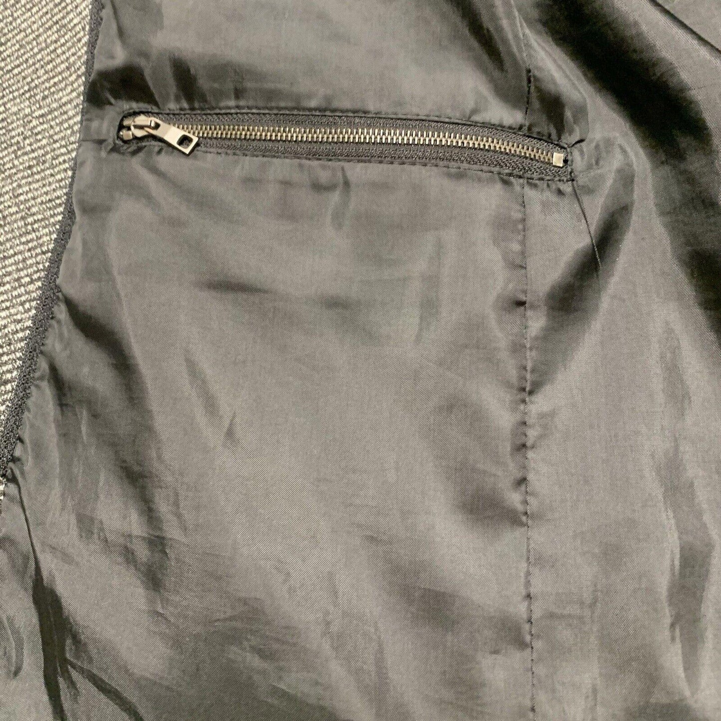 Zara Man buckle High Collar Coat Size 42 Herringbone Gray Made in Turkey