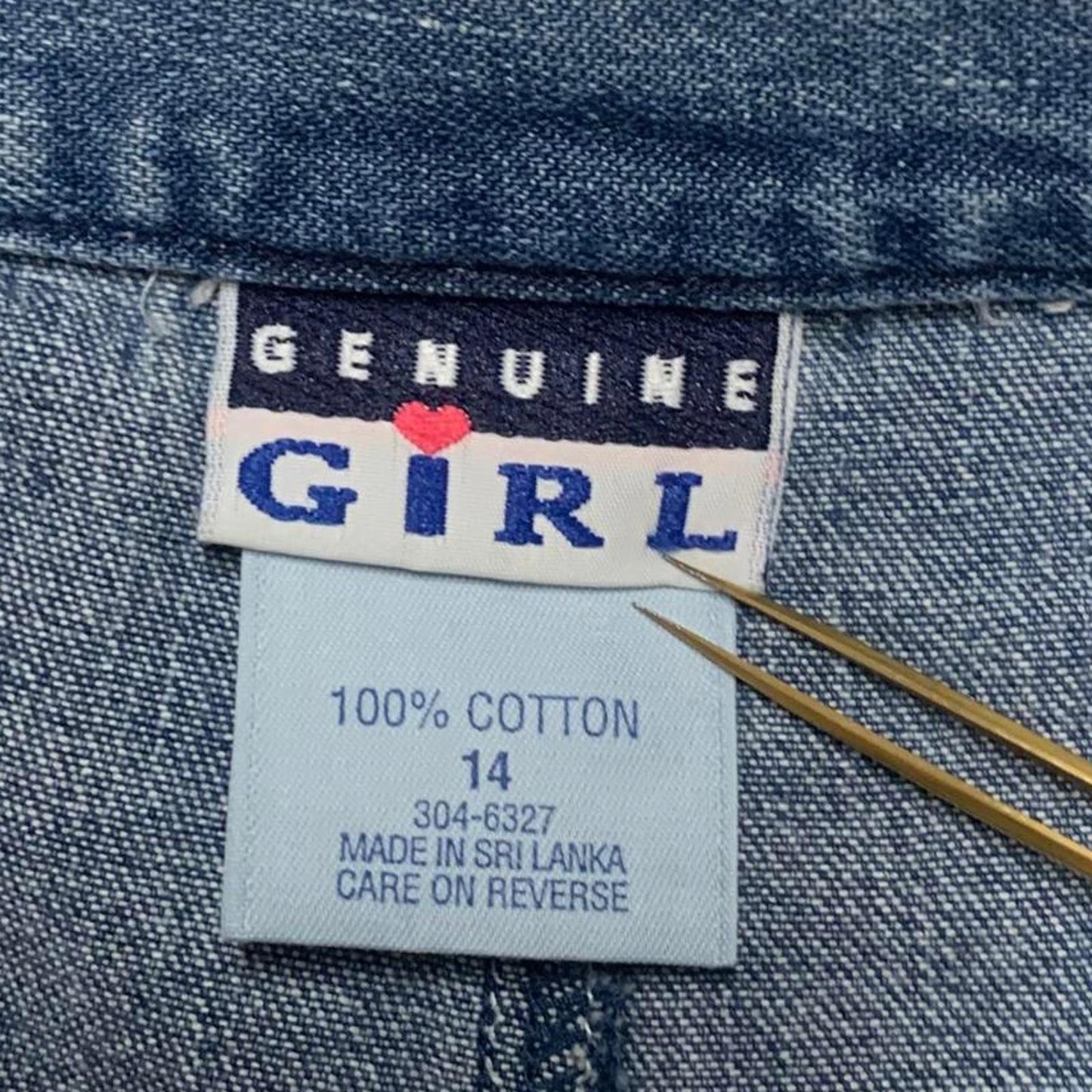 VTG OshKosh Genuine Girl Sz 14 Denim Blue Skort Skirt Sz 14 W23.5 Cotton