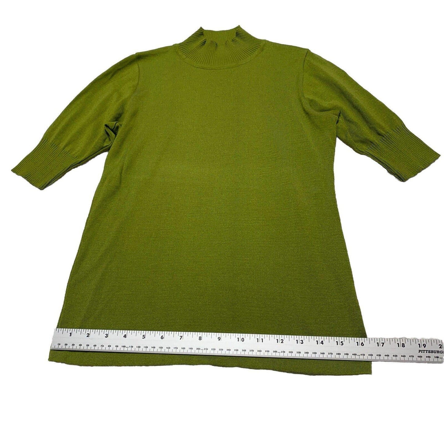 Of White Women’s Size 38 Lime Green Half Sleeve Mock Neck Shirt Stretch Top
