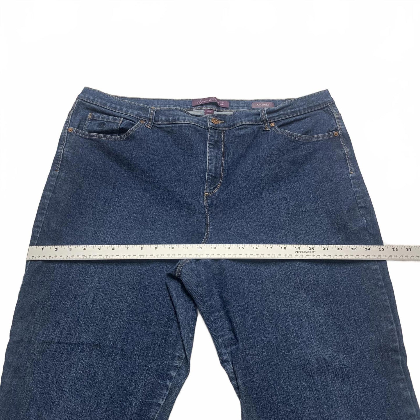 Gloria Vanderbilt Women's Sz 22 Wide Dark Blue Wide-Leg Jeans 43 x 29 Actual