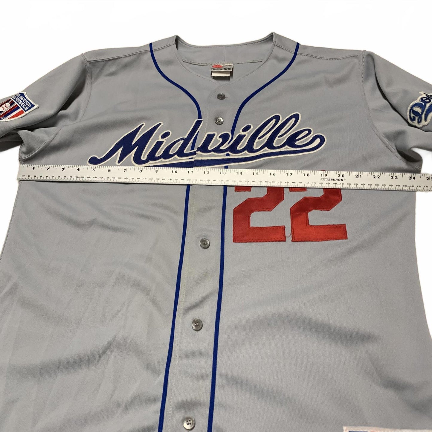 VTG 80s 90s Rawlings Midville #22 Dodgers Baseball Jersey Mens Sz 44 Gray