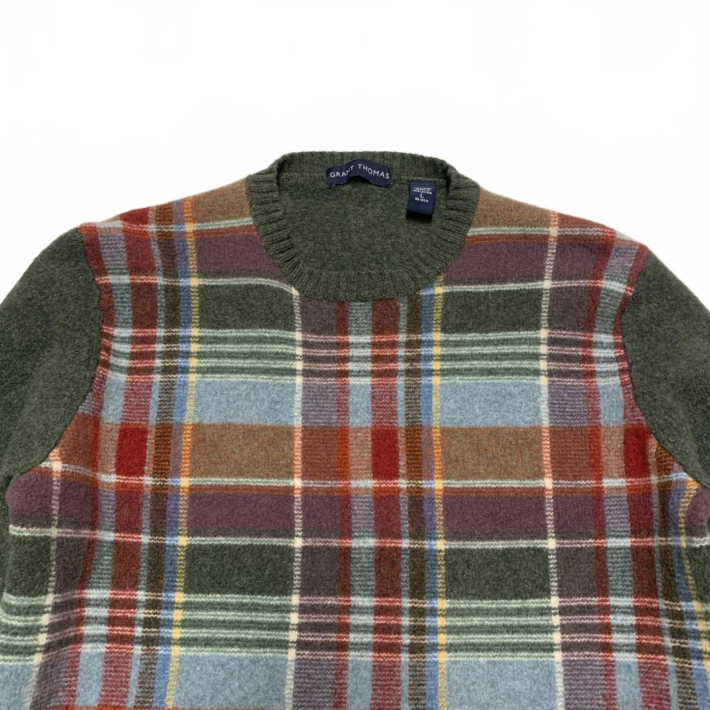 Grant Thomas Men's Size Large Plaid Wool Sweater