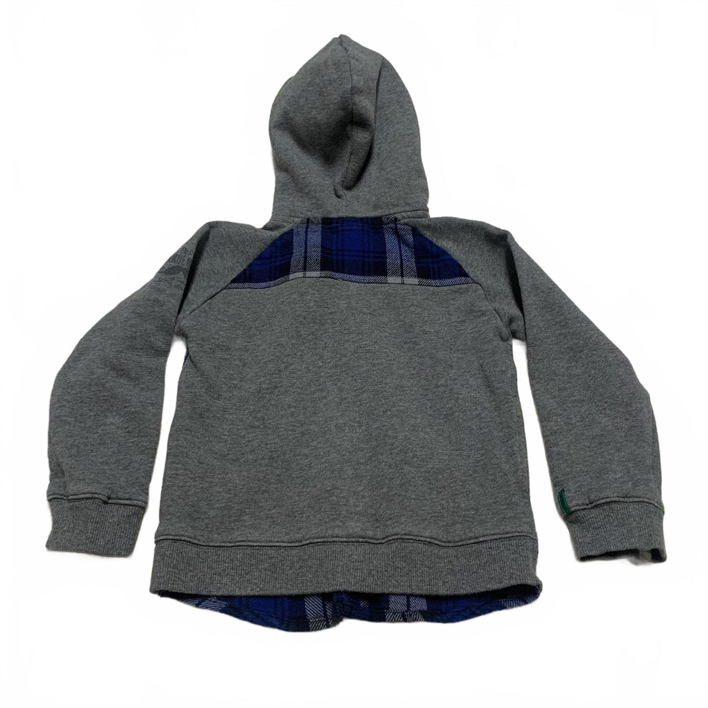 Brums Boys Size 5 Gray Blue Flannel Hooded Shirt Jacket Cotton