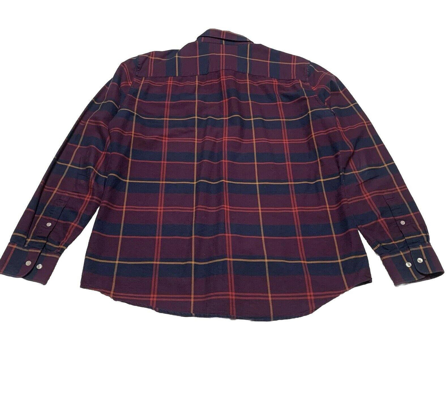 H&M Mens Large 16 1/2” Navy Burgundy Long Sleeve Button Shirt Premium Cotton