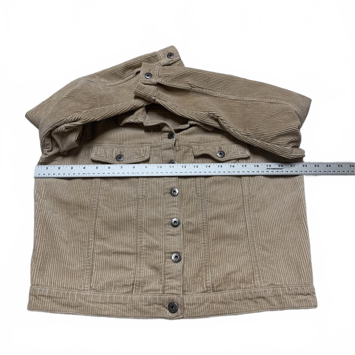 Jacqueline de Yong Women's Sz L/XL 42 Beige Corduroy Cropped Jacket