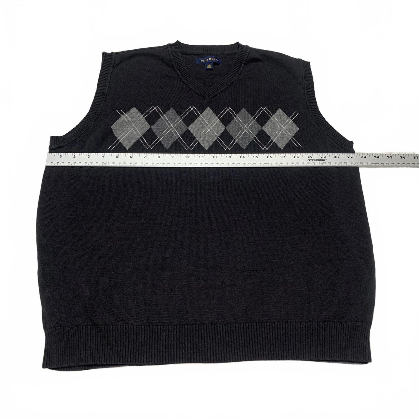 Club Room Men’s Size Large Black Argyle Sweater Vest