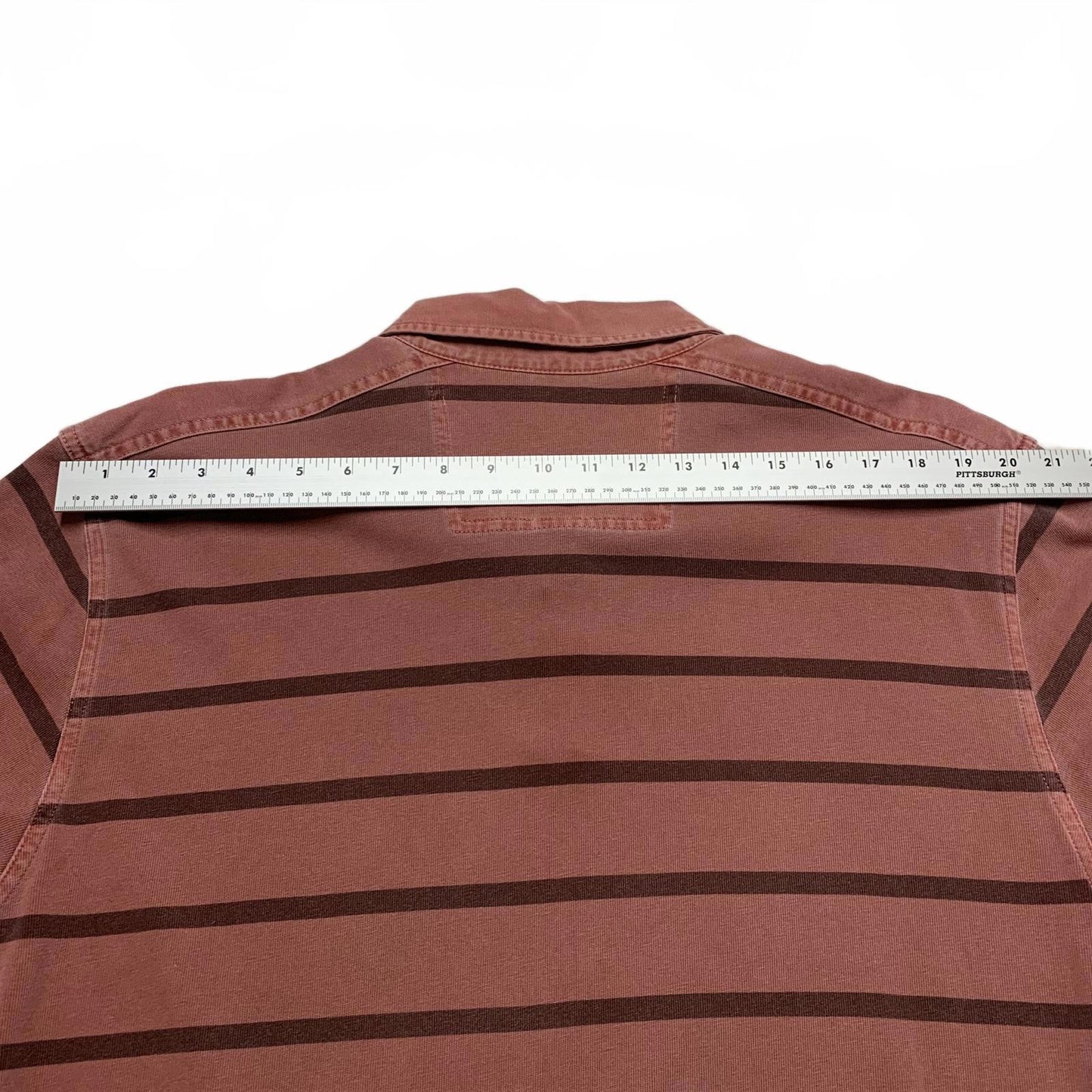 L.L. Bean Men's Size Large Rust Striped Long Sleeve Polo Shirt