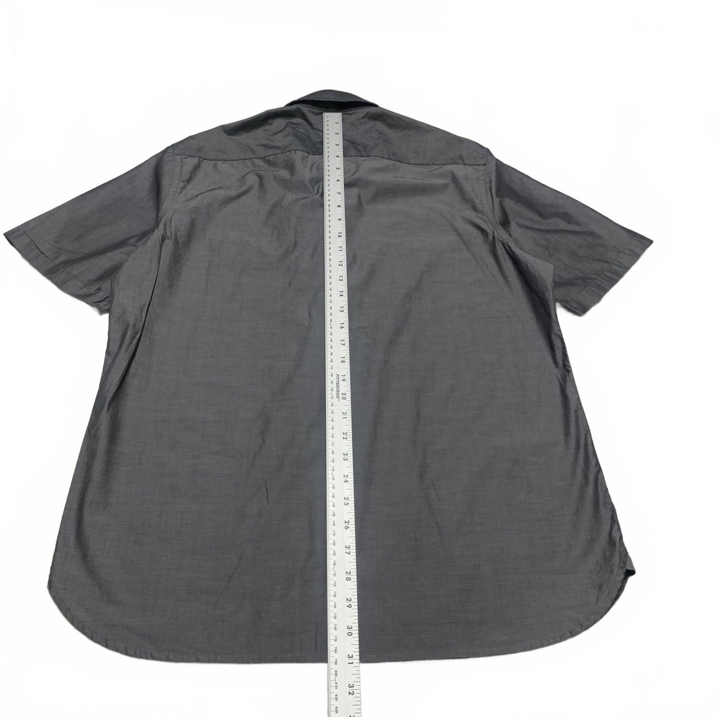 Alfani Men's Large Gray Slim Fit Short Sleeve Button-Up Shirt
